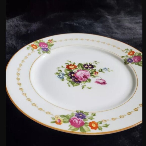 Antique Early 1900s ROSENTHAL SELB BAVARIA Floral Dessert Plate Gold Trim 7.5" - Picture 2 of 6